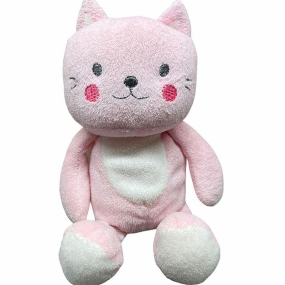 Carters Child of Mine Girls Pink Kitty Cat Plush Rattle Baby Toy Lovey Stuffed - Picture 1 of 10